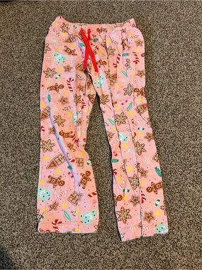 Old Navy Pink Gingerbread Print Pajama Pants